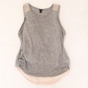 Gray Tank Top with Cream Mesh on Back